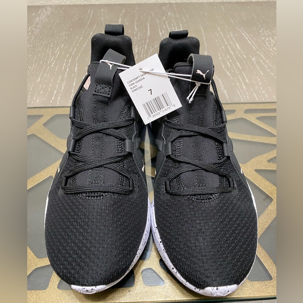 Puma Black Athletic Sneakers with White Speckled Soles